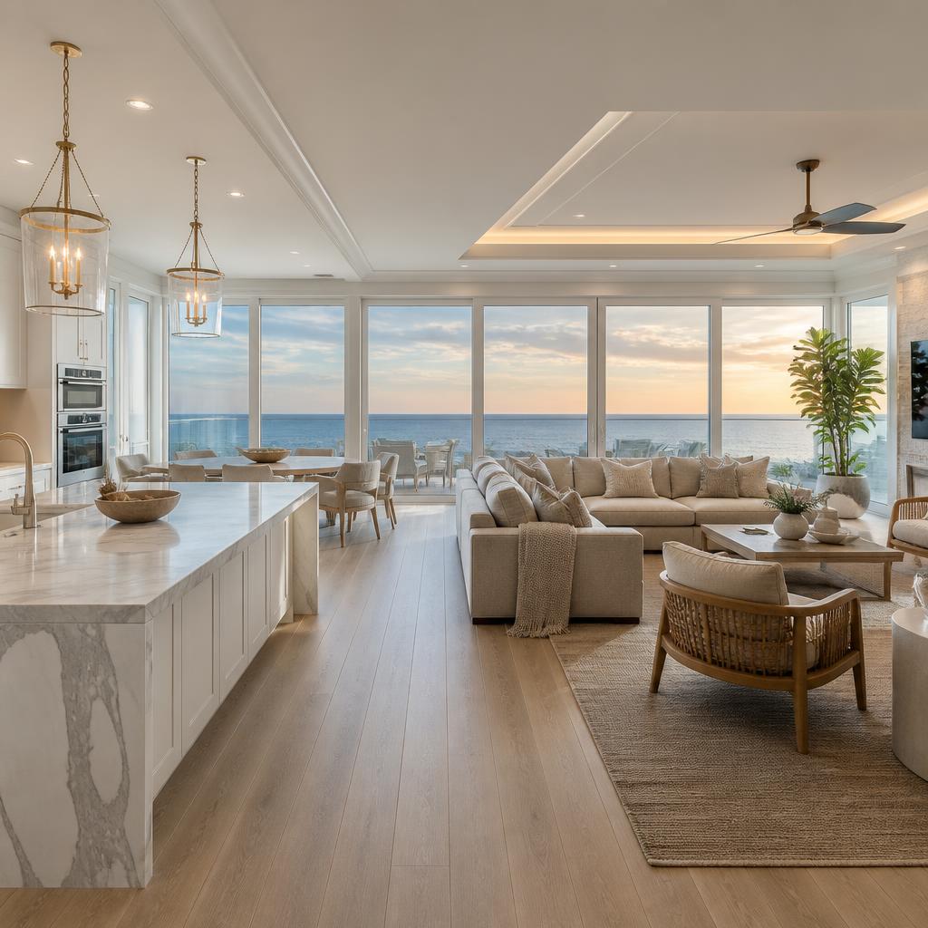 Luxury open-concept condo interior with Gulf views in Destin Florida